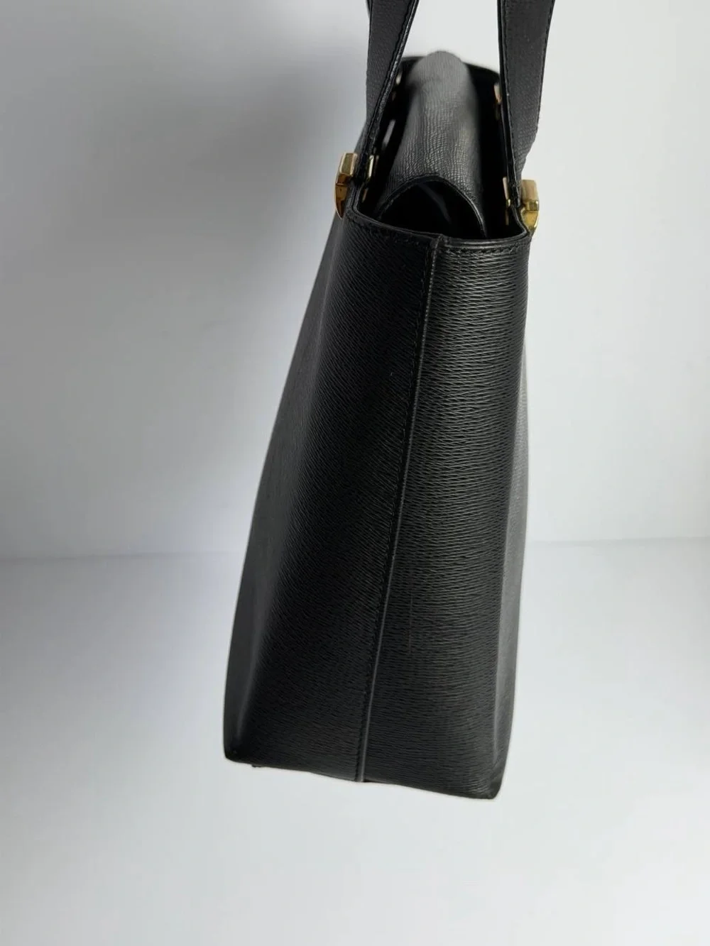 Salvatore Ferragamo Structured Black Leather Handbag